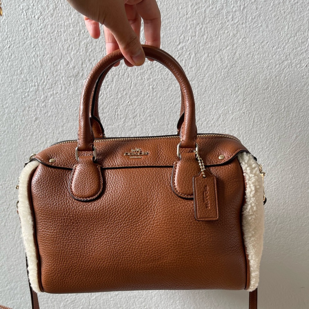 Unused Coach satchel 2-way bag MINI BENNETT SATCHEL IN SHEARLING AND LEATHER
